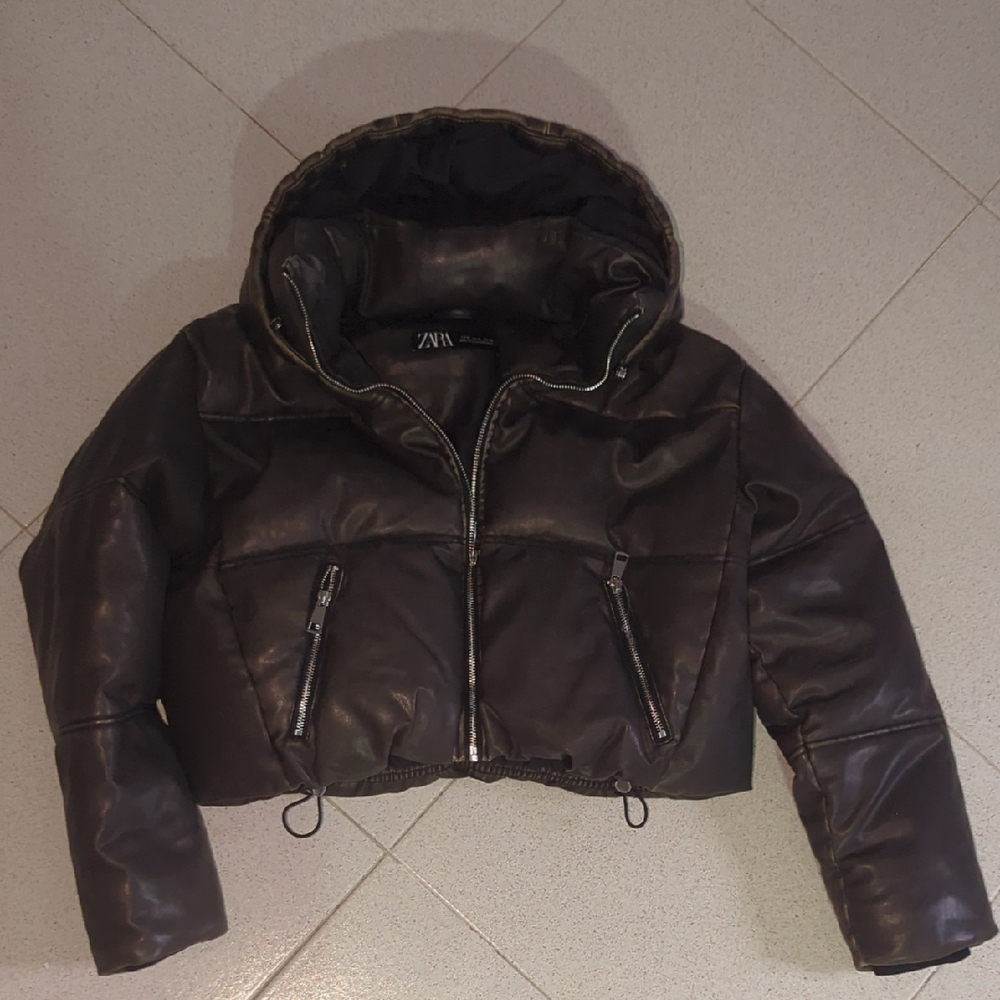 Zara Women's Dark Brown Puffer Jacket